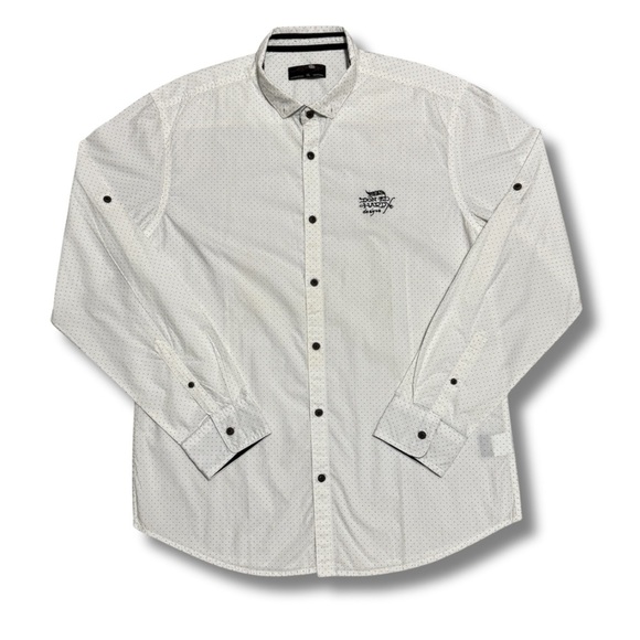 ED HARDY Men's Long Sleeve Button-Up Casual Shirt - White, X-Large - Picture 1 of 12